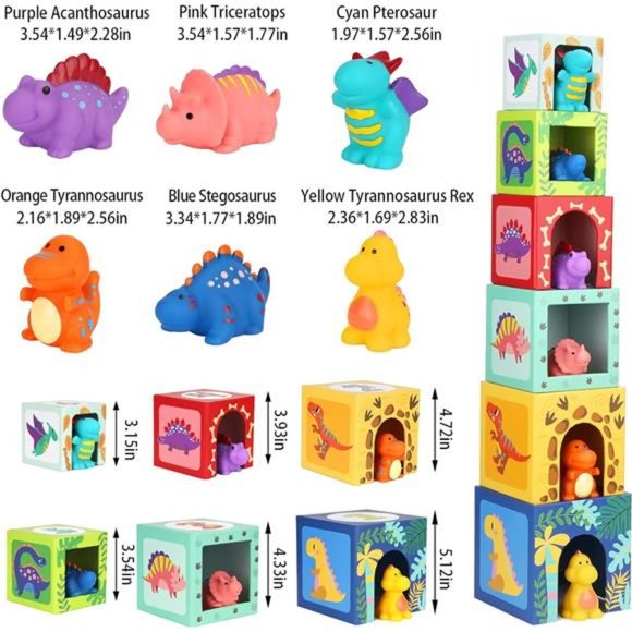 Toddlers and Babies Dinosaur Sorting and Stacking Toys Blocks for 1-3 Kids - Picture 3 of 6